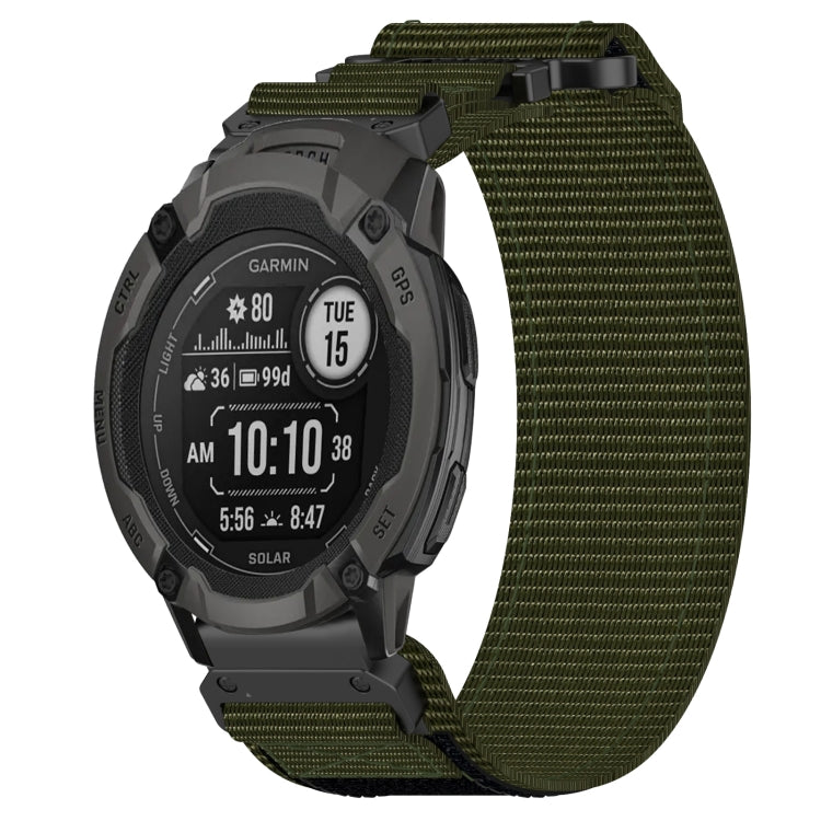 For Garmin Instinct 2 22mm Nylon Hook And Loop Fastener Watch Band(Army Green)