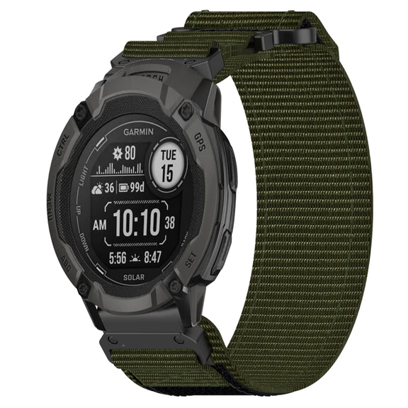 For Garmin Instinct 2 22mm Nylon Hook And Loop Fastener Watch Band(Army Green)