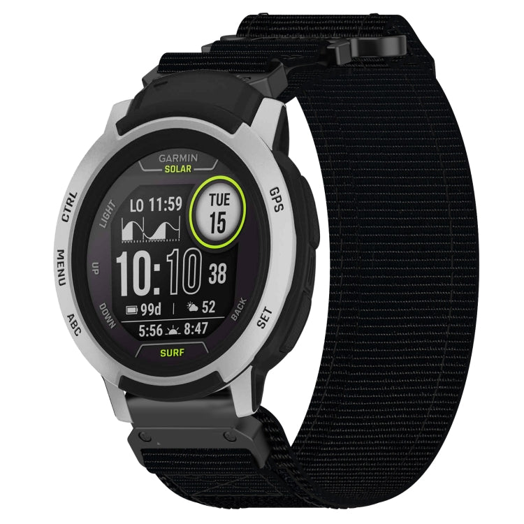 For Garmin Instinct 22mm Nylon Hook And Loop Fastener Watch Band(Black)