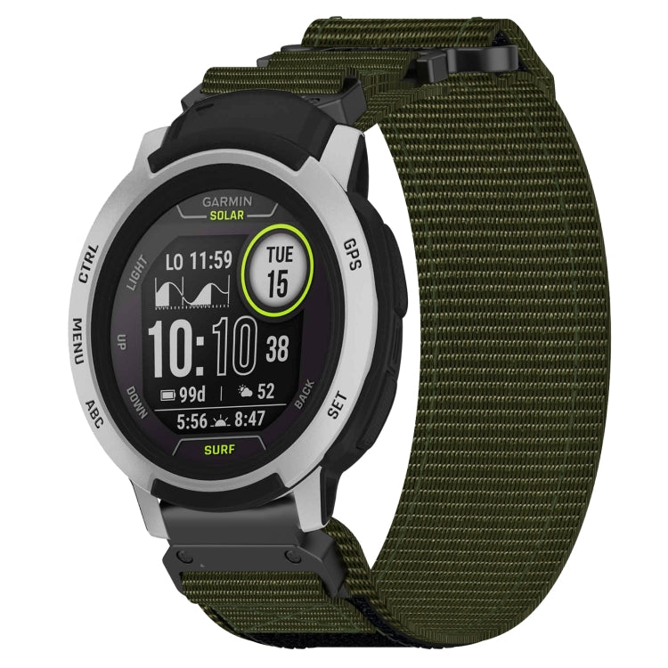 For Garmin Instinct 22mm Nylon Hook And Loop Fastener Watch Band(Army Green)