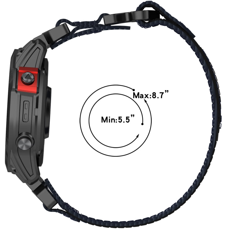 For Garmin Fenix 5 Plus 22mm Nylon Hook And Loop Fastener Watch Band(Blue)