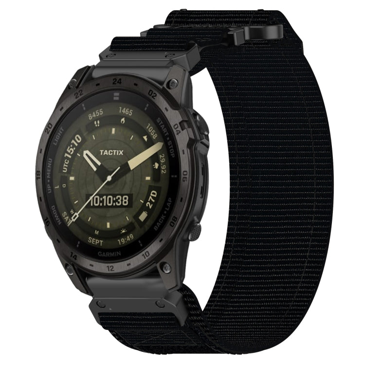 For Garmin Tactix 7 AMOLED 26mm Nylon Hook And Loop Fastener Watch Band(Black)