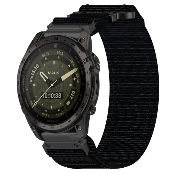 For Garmin Tactix 7 AMOLED 26mm Nylon Hook And Loop Fastener Watch Band(Black)