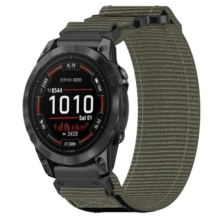 For Garmin Epix Pro 51mm 26mm Nylon Hook And Loop Fastener Watch Band(Grey)