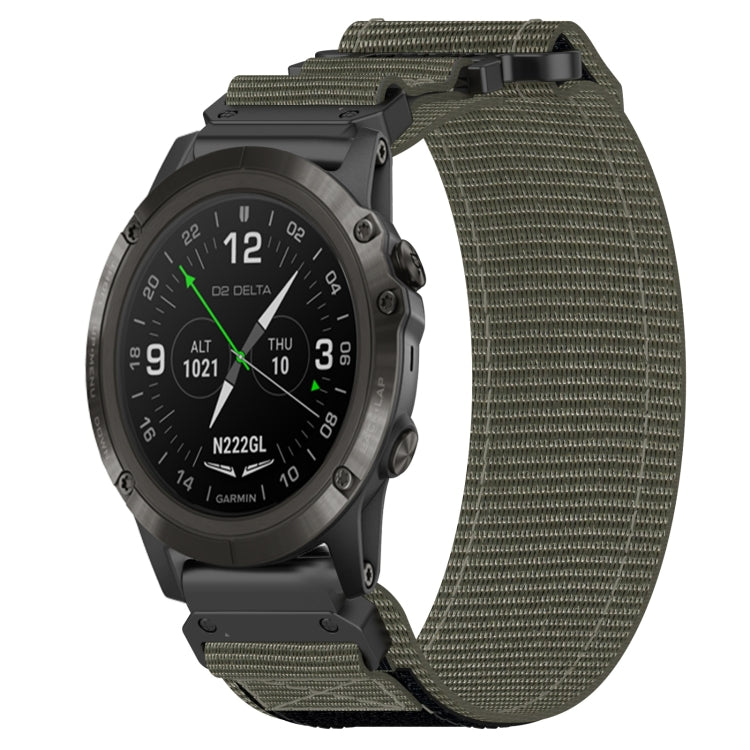 For Garmin D2 Delta PX 26mm Nylon Hook And Loop Fastener Watch Band(Grey)