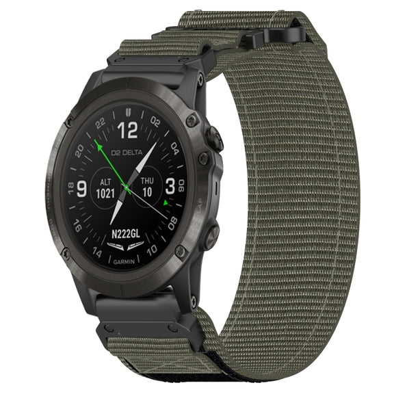 For Garmin D2 Delta PX 26mm Nylon Hook And Loop Fastener Watch Band(Grey)