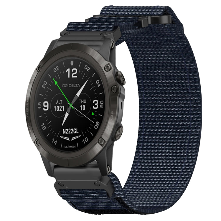 For Garmin D2 Delta PX 26mm Nylon Hook And Loop Fastener Watch Band(Blue)