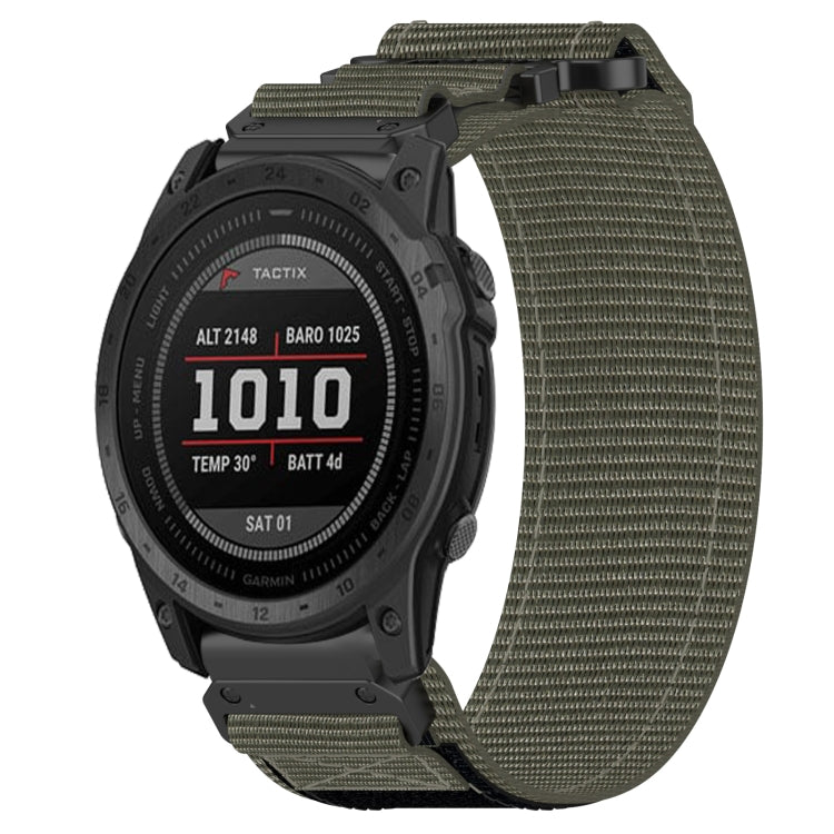 For Garmin Tactix 7 Pro 26mm Nylon Hook And Loop Fastener Watch Band(Grey)