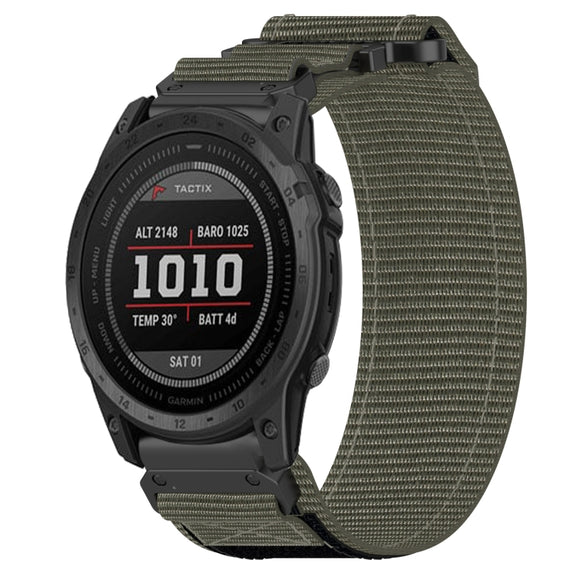 For Garmin Tactix 7 26mm Nylon Hook And Loop Fastener Watch Band(Grey)