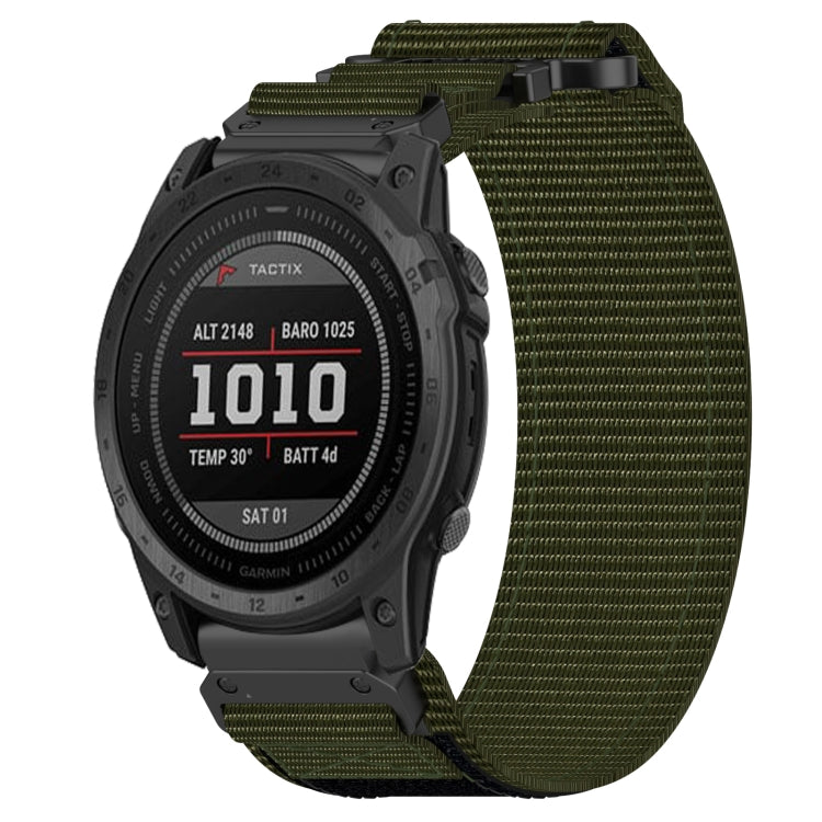 For Garmin Tactix 7 26mm Nylon Hook And Loop Fastener Watch Band(Army Green)