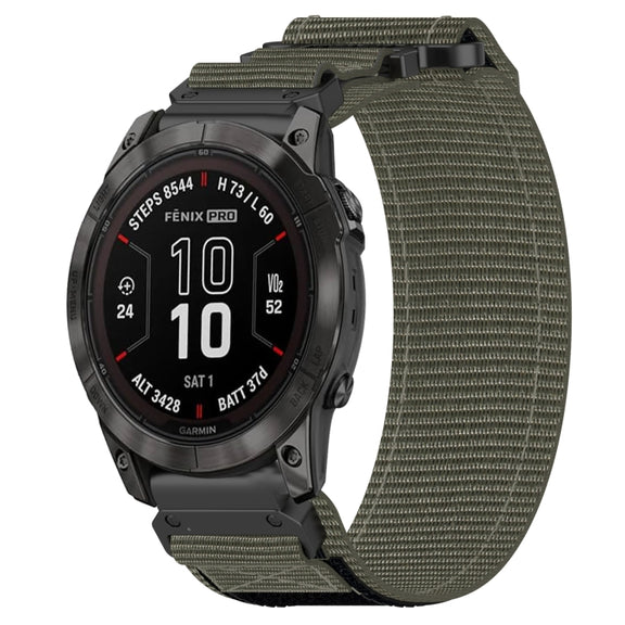 For Garmin Fenix 7X 26mm Nylon Hook And Loop Fastener Watch Band(Grey)
