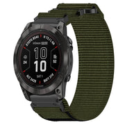 For Garmin Fenix 7X 26mm Nylon Hook And Loop Fastener Watch Band(Army Green)
