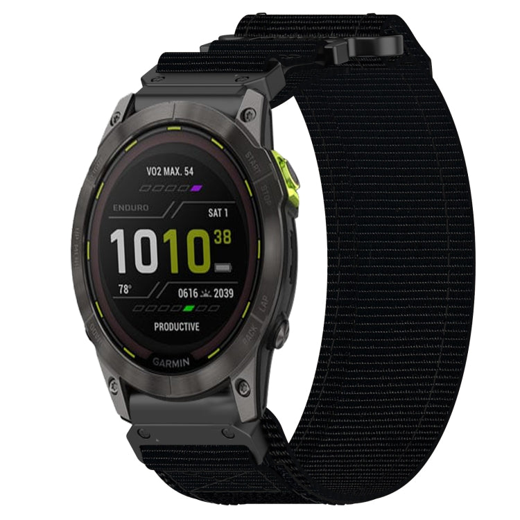 For Garmin Enduro 2 26mm Nylon Hook And Loop Fastener Watch Band(Black)