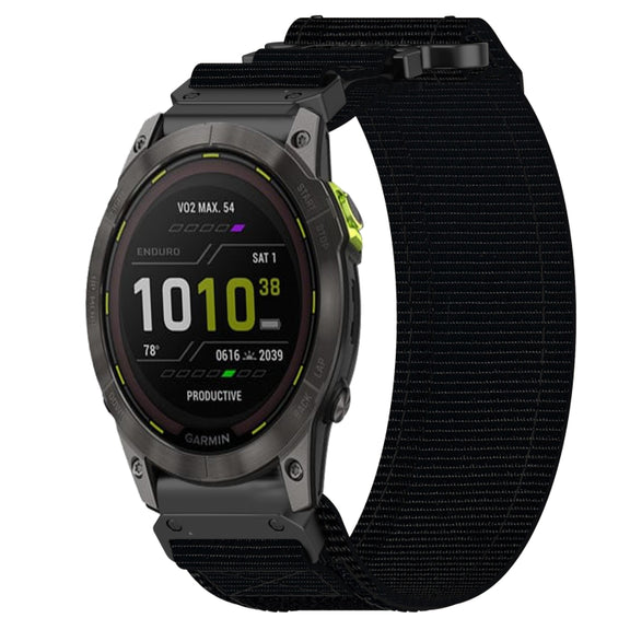 For Garmin Enduro 2 26mm Nylon Hook And Loop Fastener Watch Band(Black)