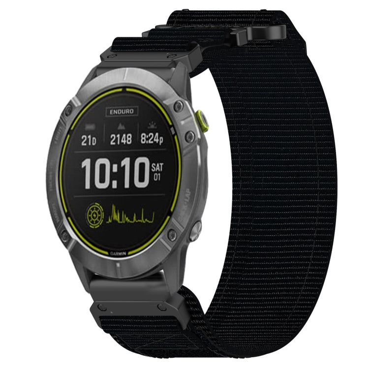 For Garmin Enduro 26mm Nylon Hook And Loop Fastener Watch Band(Black)