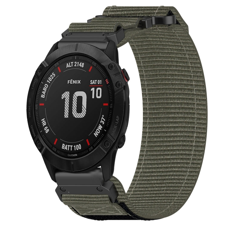 For Garmin Fenix 6X Sapphire 26mm Nylon Hook And Loop Fastener Watch Band(Grey)