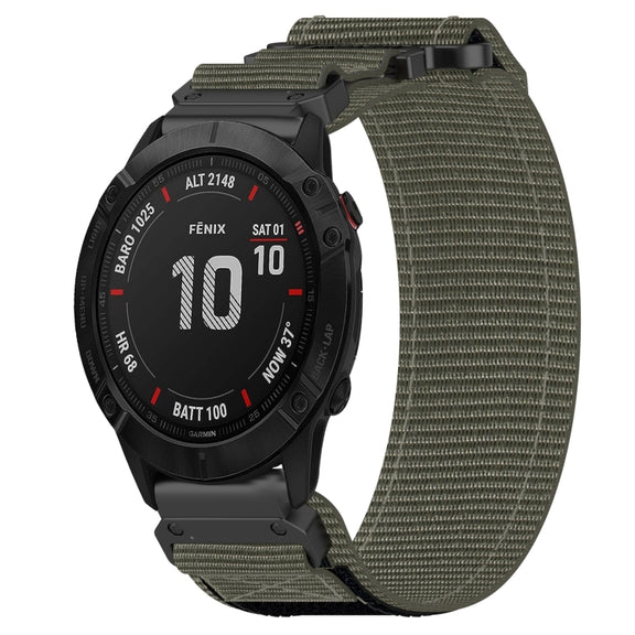 For Garmin Fenix 6X Sapphire 26mm Nylon Hook And Loop Fastener Watch Band(Grey)