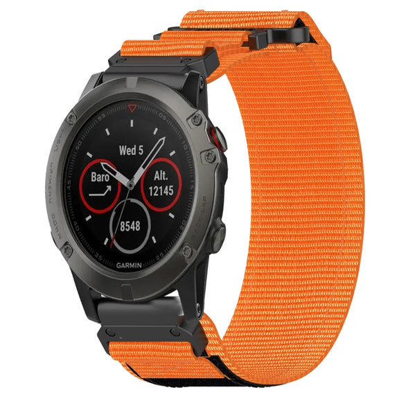 For Garmin Fenix 5X Sapphire 26mm Nylon Hook And Loop Fastener Watch Band(Orange)