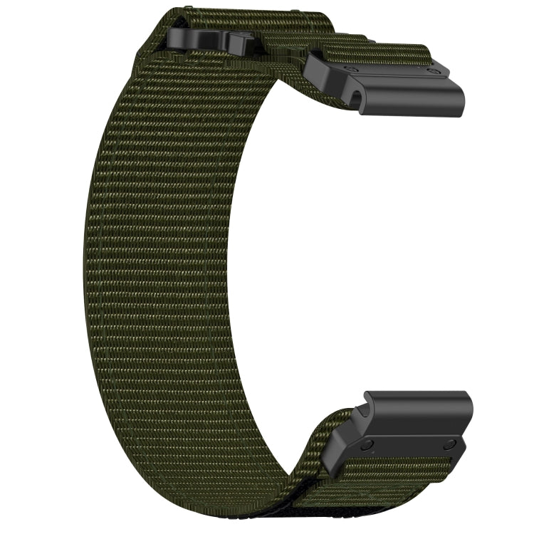 For Garmin Fenix 5X Plus 26mm Nylon Hook And Loop Fastener Watch Band(Army Green)