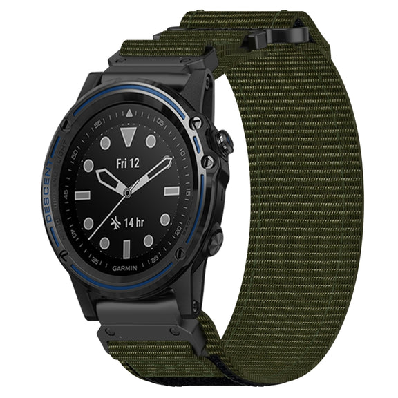 For Garmin Descent MK 1 26mm Nylon Hook And Loop Fastener Watch Band(Army Green)