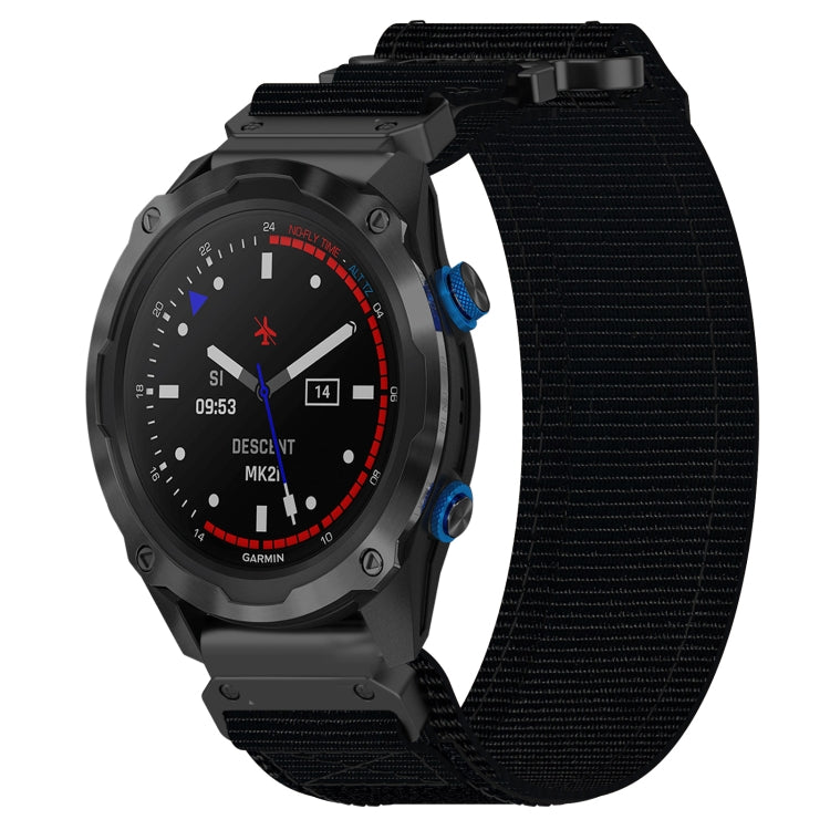For Garmin Descent MK 2 26mm Nylon Hook And Loop Fastener Watch Band(Black)