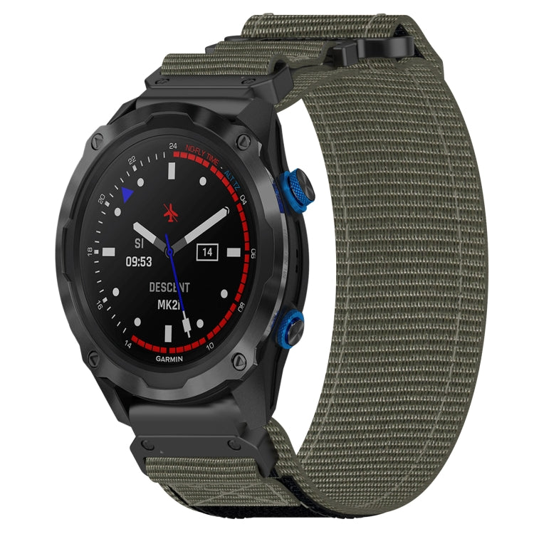 For Garmin Descent MK 2 26mm Nylon Hook And Loop Fastener Watch Band(Grey)