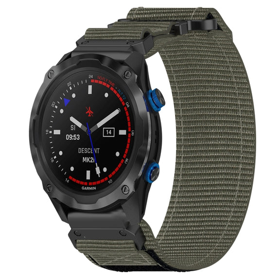 For Garmin Descent MK 2 26mm Nylon Hook And Loop Fastener Watch Band(Grey)