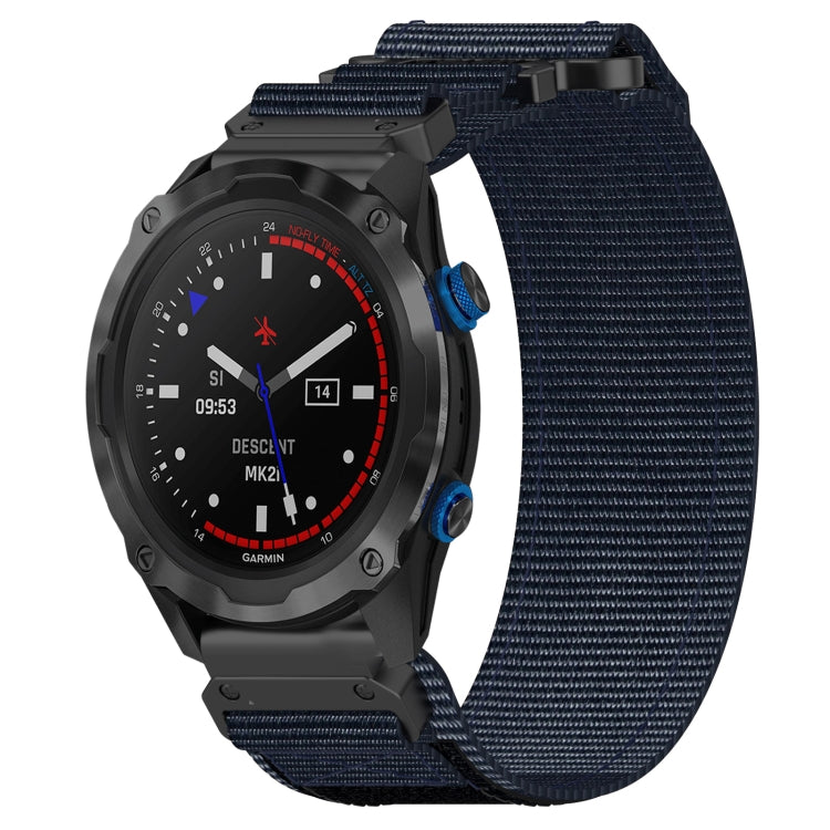 For Garmin Descent MK 2i 26mm Nylon Hook And Loop Fastener Watch Band(Blue)