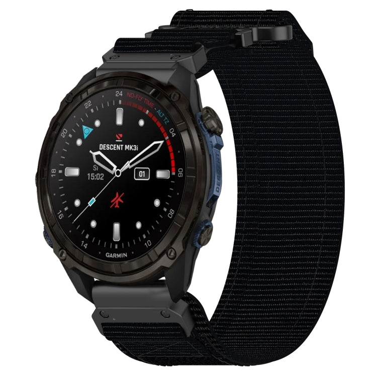 For Garmin Descent Mk3 43mm 20mm Nylon Hook And Loop Fastener Watch Band(Black)