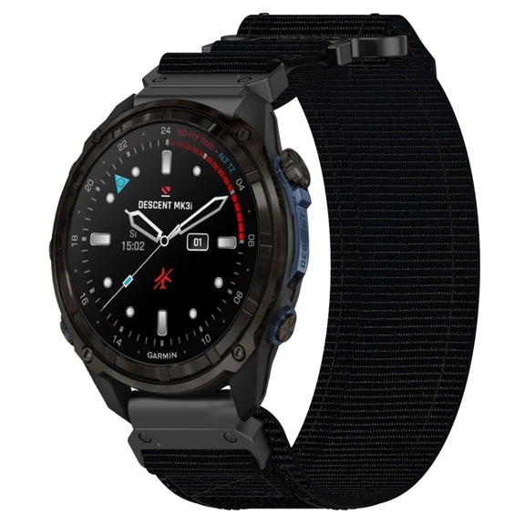 For Garmin Descent Mk3 43mm 20mm Nylon Hook And Loop Fastener Watch Band(Black)