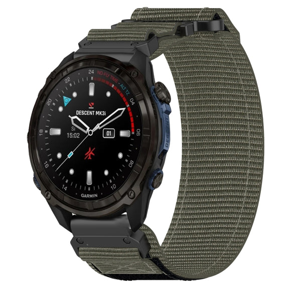For Garmin Descent Mk3 43mm 20mm Nylon Hook And Loop Fastener Watch Band(Grey)