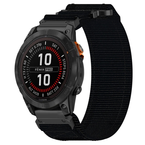 For Garmin Fenix 7S Pro 42mm 20mm Nylon Hook And Loop Fastener Watch Band(Black)