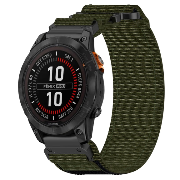 For Garmin Fenix 7S Pro 42mm 20mm Nylon Hook And Loop Fastener Watch Band(Army Green)