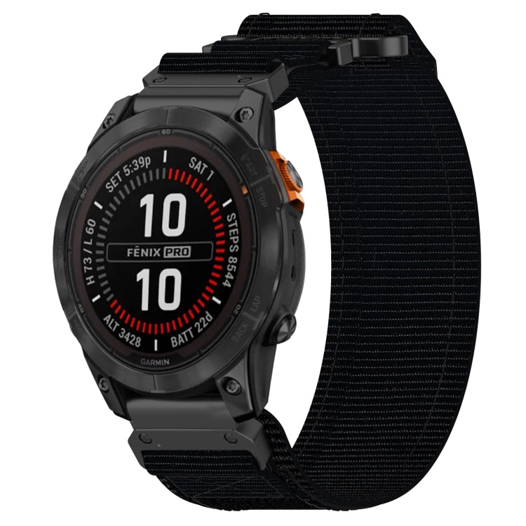 For Garmin Fenix 7S 20mm Nylon Hook And Loop Fastener Watch Band(Black)