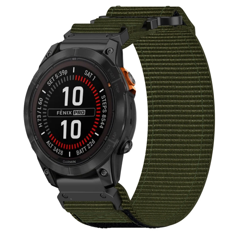 For Garmin Fenix 7S 20mm Nylon Hook And Loop Fastener Watch Band(Army Green)