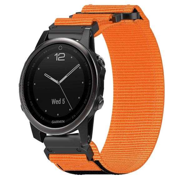 For Garmin Fenix 5S Plus 20mm Nylon Hook And Loop Fastener Watch Band(Orange)
