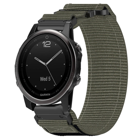 For Garmin Fenix 5S Plus 20mm Nylon Hook And Loop Fastener Watch Band(Grey)