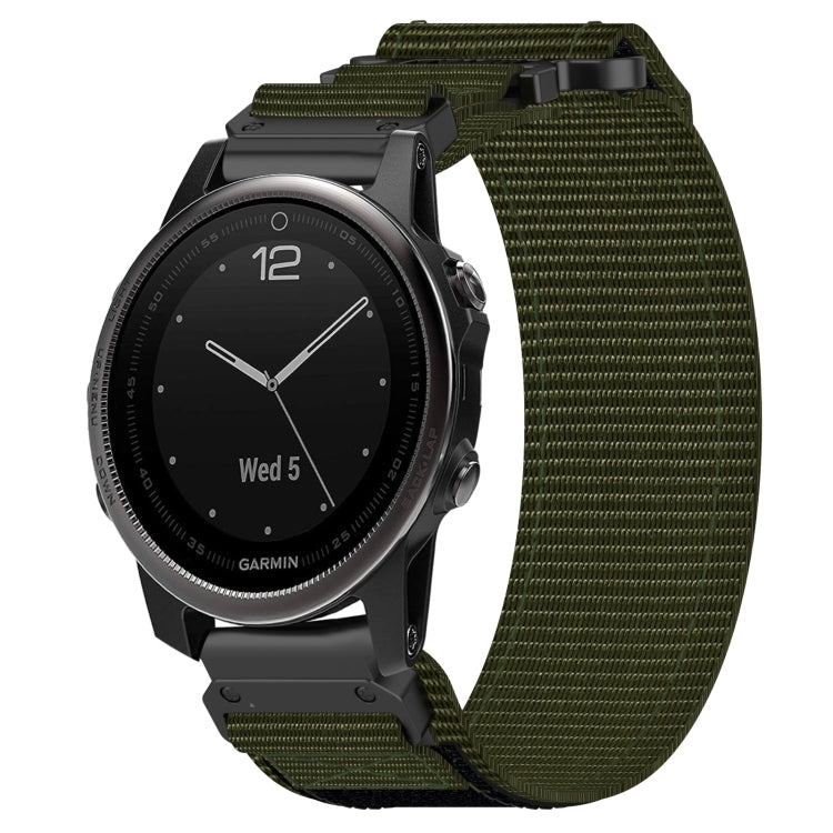 For Garmin Fenix 5S Plus 20mm Nylon Hook And Loop Fastener Watch Band(Army Green)