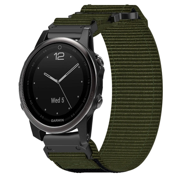 For Garmin Fenix 5S Plus 20mm Nylon Hook And Loop Fastener Watch Band(Army Green)