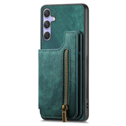 For Samsung Galaxy S25 Ultra 5G Retro Leather Zipper Wallet Back Phone Case(Green)