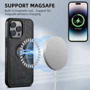 For iPhone 16 Suteni G1 Magsafe Leather Back Phone Case(Black)