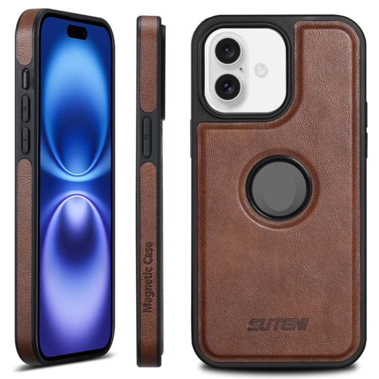 For iPhone 16 Plus Suteni G1 Magsafe Leather Back Phone Case(Brown)