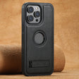 For iPhone 16 Pro Max Suteni G2 Magsafe Oil Wax Leather Back Phone Case with Holder(Black) - free shipping - PMC TechLife - Order now!