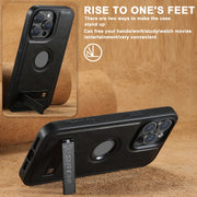 For iPhone 16 Pro Max Suteni G2 Magsafe Oil Wax Leather Back Phone Case with Holder(Black)