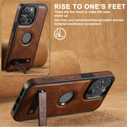 For iPhone 16 Pro Max Suteni G2 Magsafe Oil Wax Leather Back Phone Case with Holder(Brown)