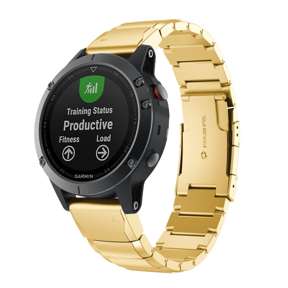 For Garmin Instinct 2S Tortoise Shell 20mm Stainless Steel Watch Band(Gold)