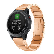 For Garmin Instinct 2S Tortoise Shell 20mm Stainless Steel Watch Band(Rose Gold)