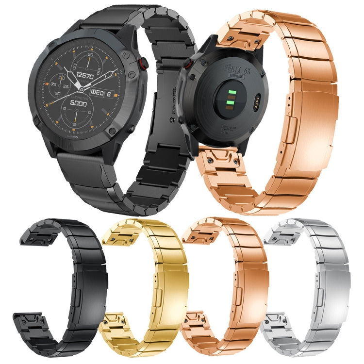 For Garmin Fenix 6S Pro Tortoise Shell 20mm Stainless Steel Watch Band(Gold)