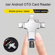 4 in 1 USB-C / Type-C  USB 2.0 + Micro USB + 8 Pin Adapter TF Card Reader, Memory Card:No Memory(Sliver)