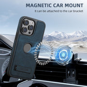 For iPhone 16 Pro Suteni G2 Magsafe Litchi Texture Leather Back Phone Case with Holder(Black)